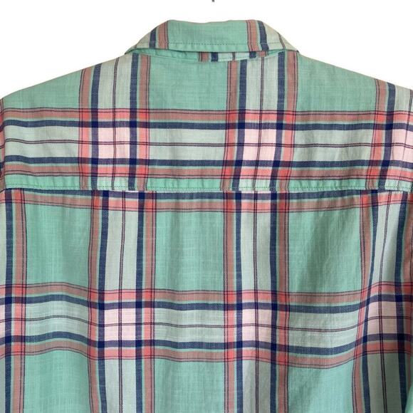 Pepe Jeans Mens Ruskin Twill Plaid Casual Button Down Shirt Slim Fit Mint Green - Picture 14 of 16